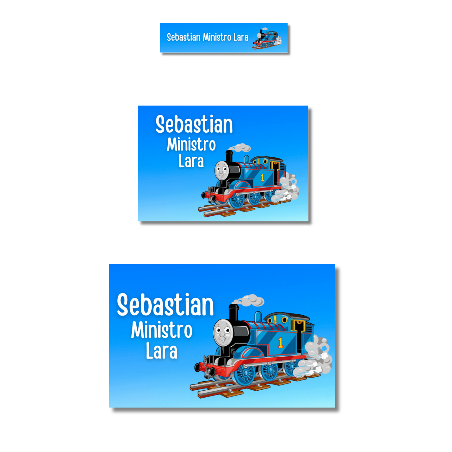 Thomas Train with Blue Background Personalized School Labels Notebooks, Books and Pencils 