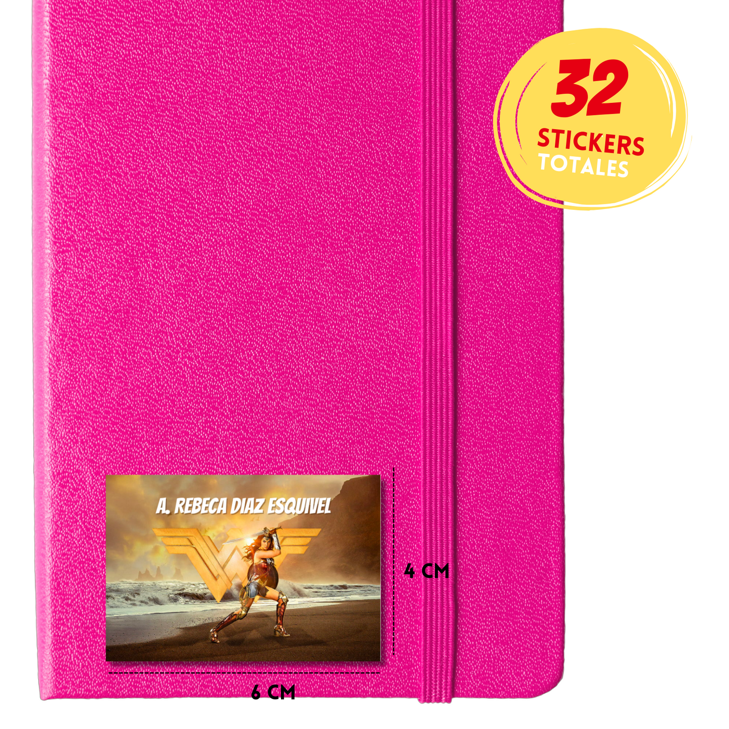 Wonder Woman Personalized School Labels Notebooks, Books and Pencils 