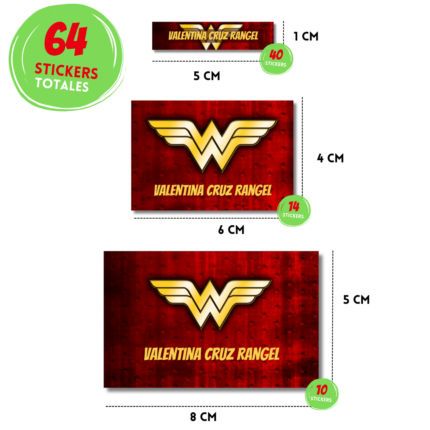 Wonder Woman Logo Personalized School Labels Notebooks, Books and Pencils 