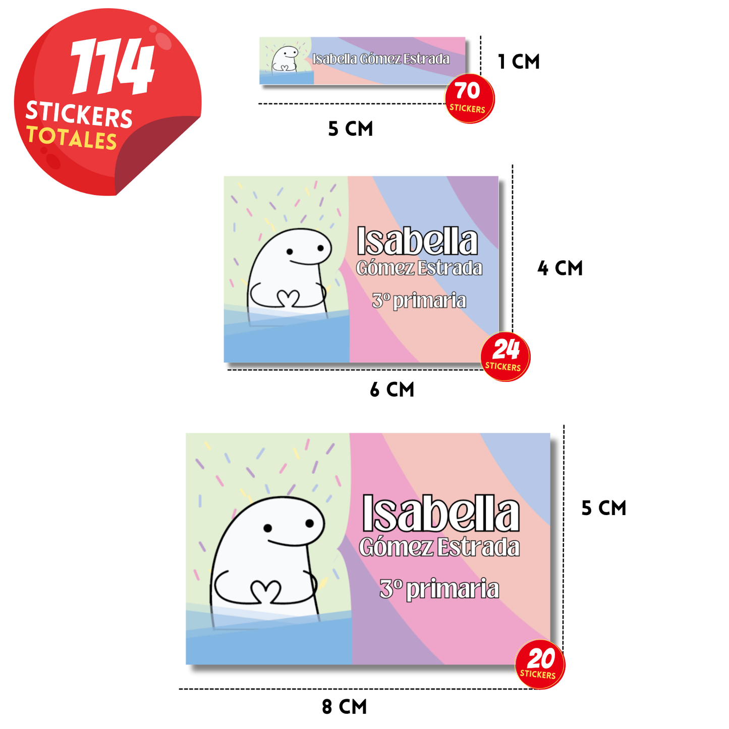 Flork manos corazón te quiero Etiquetas Escolares Personalizadas Libretas, Libros y Lápices