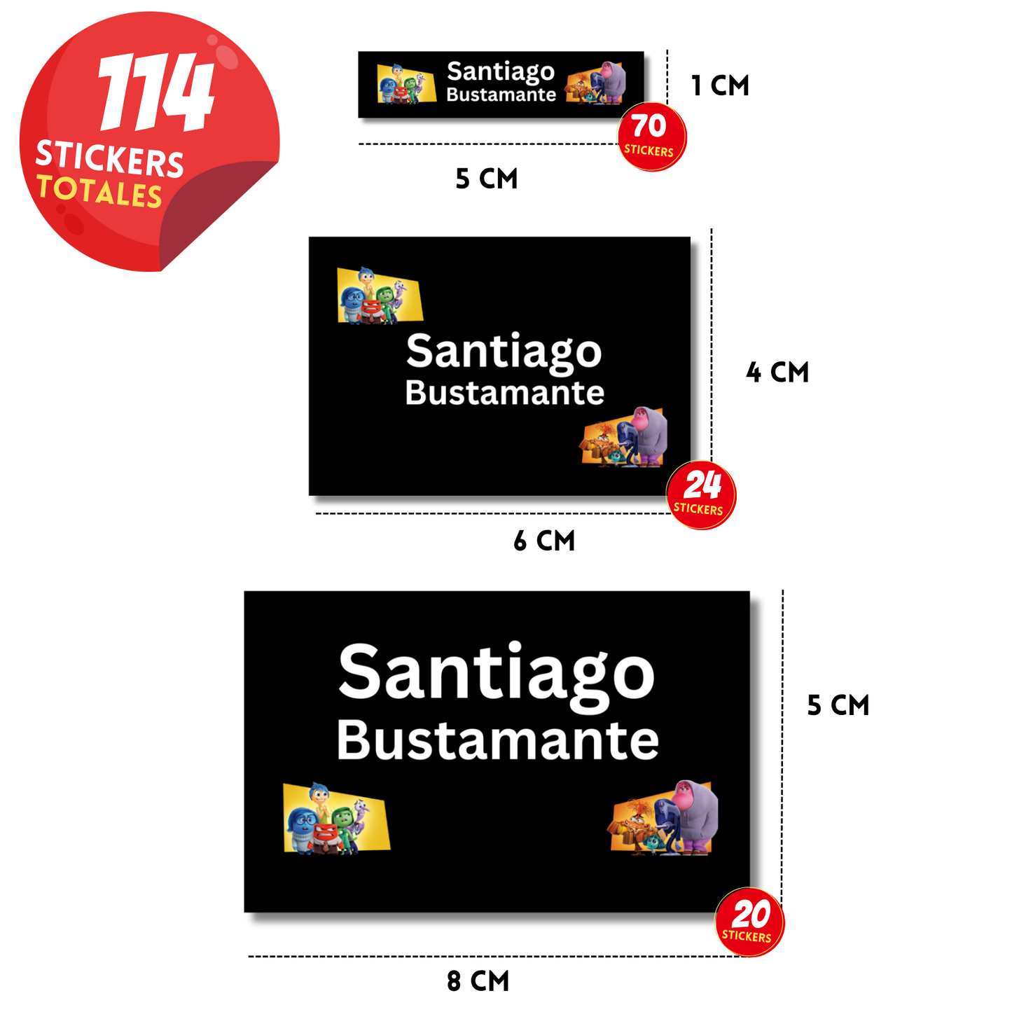 Intensamente Etiquetas Escolares Personalizadas Libretas, Libros y Lápices