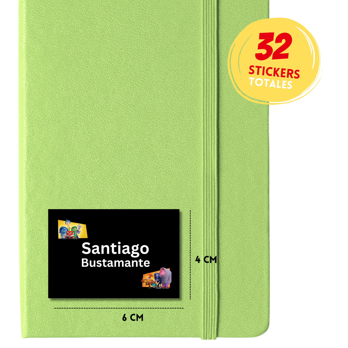 Intensamente Etiquetas Escolares Personalizadas Libretas, Libros y Lápices