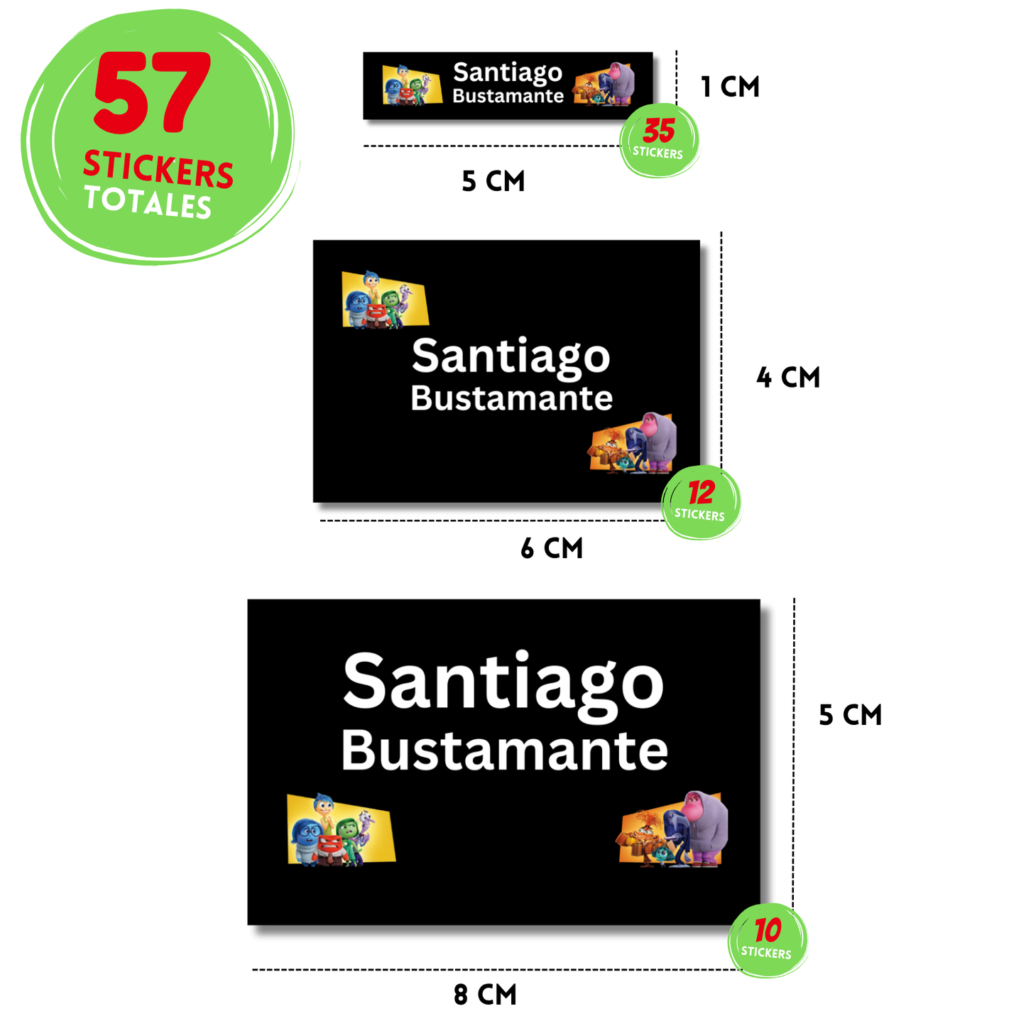 Intensamente Etiquetas Escolares Personalizadas Libretas, Libros y Lápices