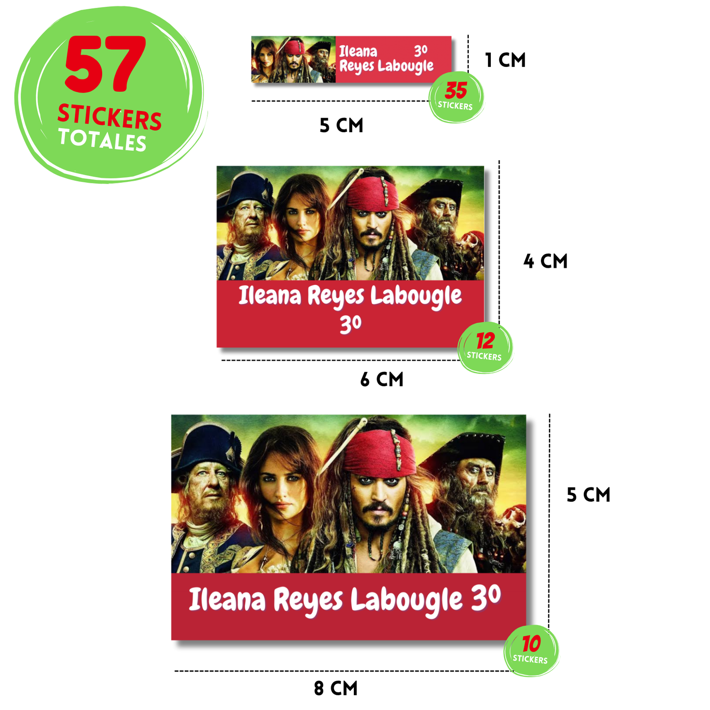 Piratas del Caribe Escolares Personalizadas Libretas, Libros y Lápices