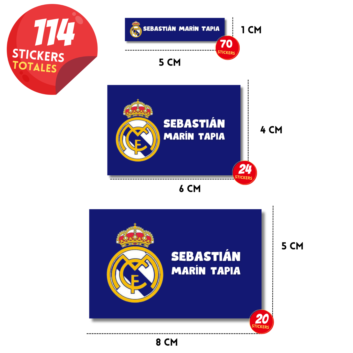 Logo dorado Real Madrid fondo azul rey  Etiquetas Escolares Personalizadas Libretas, Libros y Lápices