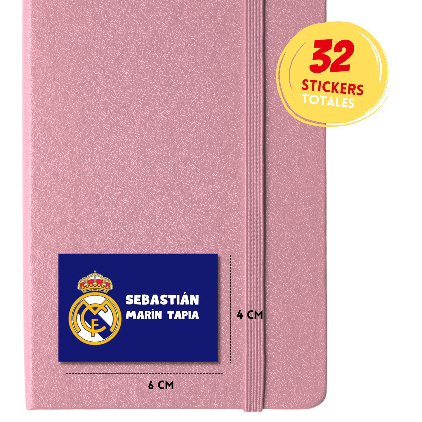 Logo dorado Real Madrid fondo azul rey  Etiquetas Escolares Personalizadas Libretas, Libros y Lápices