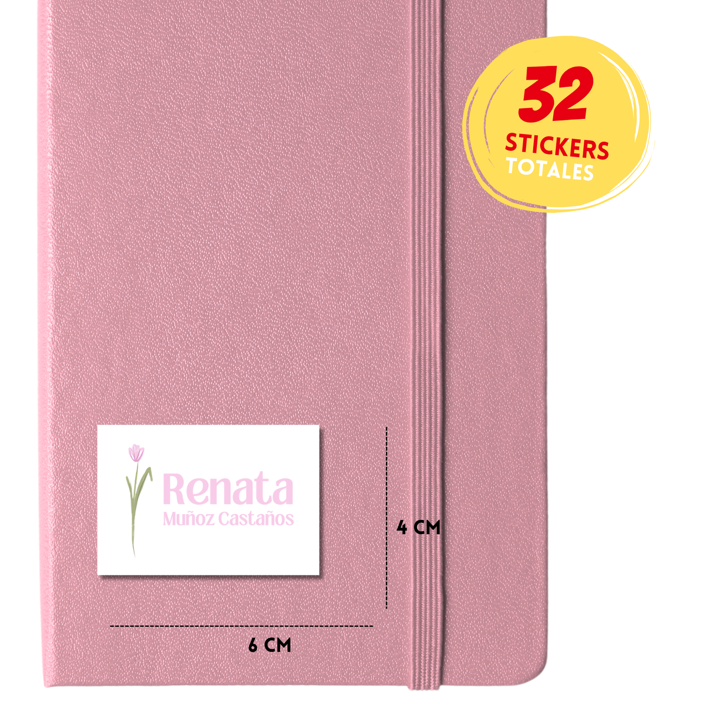 Flor Tulipán Rosa Aesthetic Etiquetas Escolares Personalizadas Libretas, Libros y Lápices