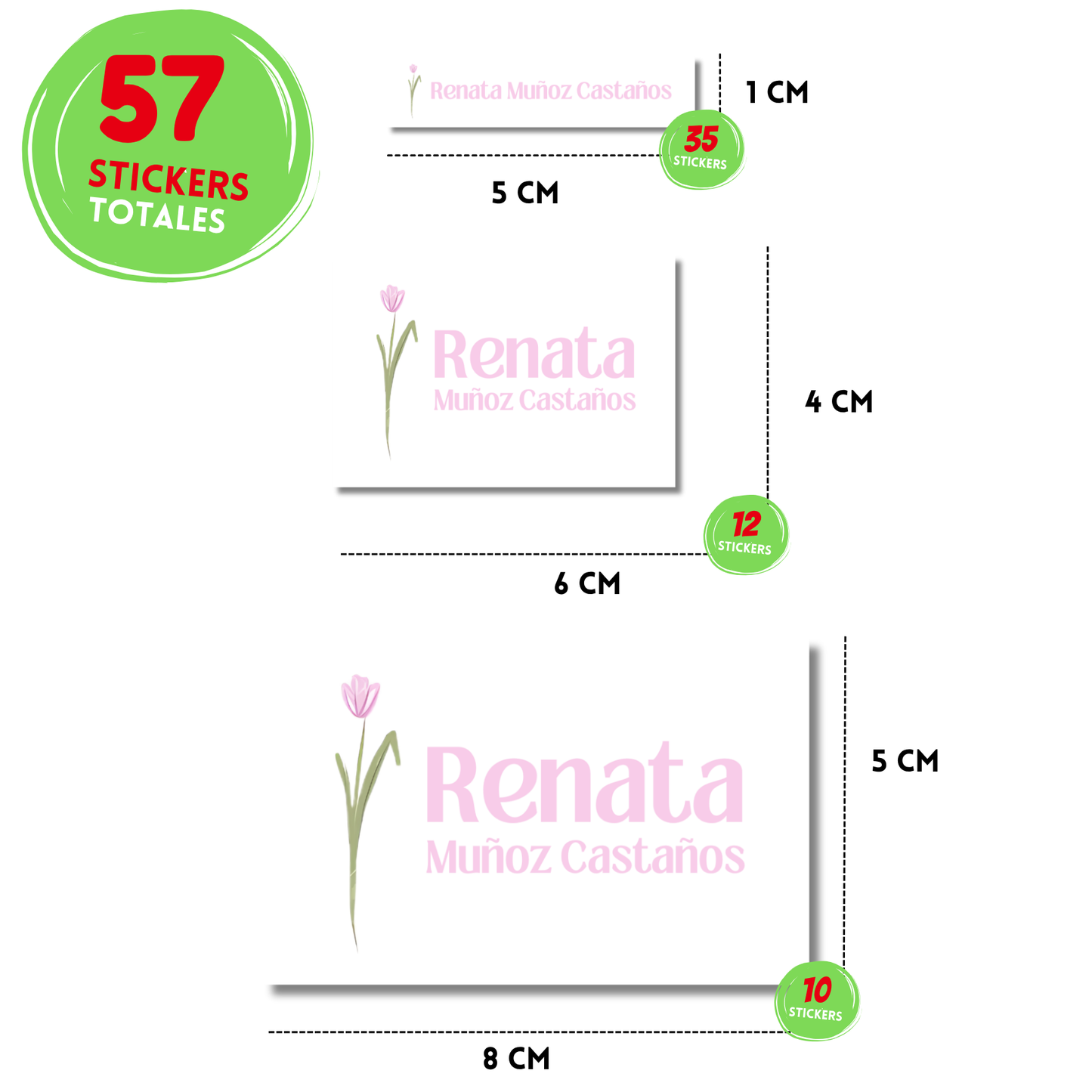 Flor Tulipán Rosa Aesthetic Etiquetas Escolares Personalizadas Libretas, Libros y Lápices